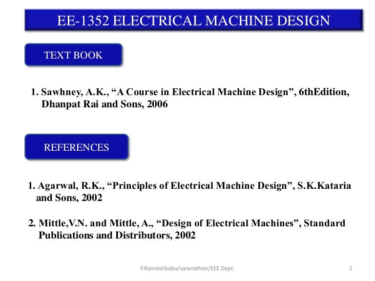 Electrical Machine Design Book Ak Sawhney Pdf
